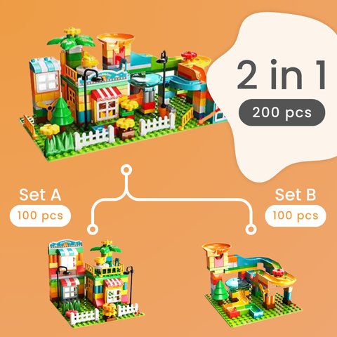 Marble Run Toy Set for Kids - Duplo-Compatible Blocks - Best STEM Toys 2 in 1