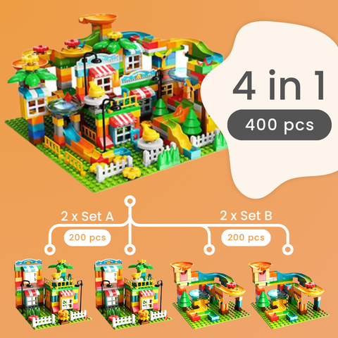 Marble Run Toy Set for Kids - Duplo-Compatible Blocks - Best STEM Toys 4 in 1