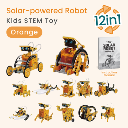 Robot Toy: A 12-in-1 Solar DIY Robot Toy for Kids and Little Engineers Orange