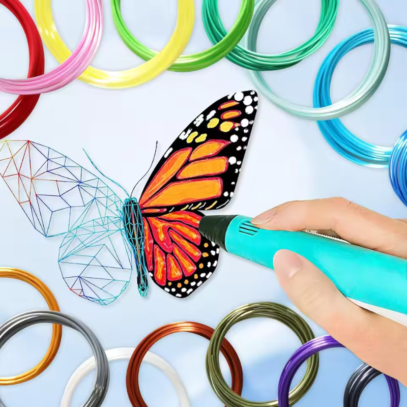 Colorful PLA Filament pack with 10 or 20 eco-friendly non-toxic strands for 3D pen use by kids