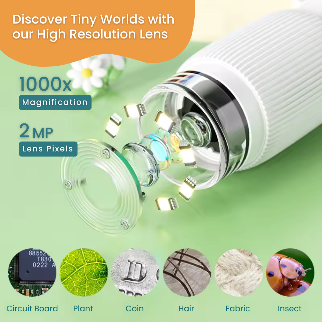 Mini Microscope for Kids: Portable Pocket Microscope STEM Science Tool Magnification