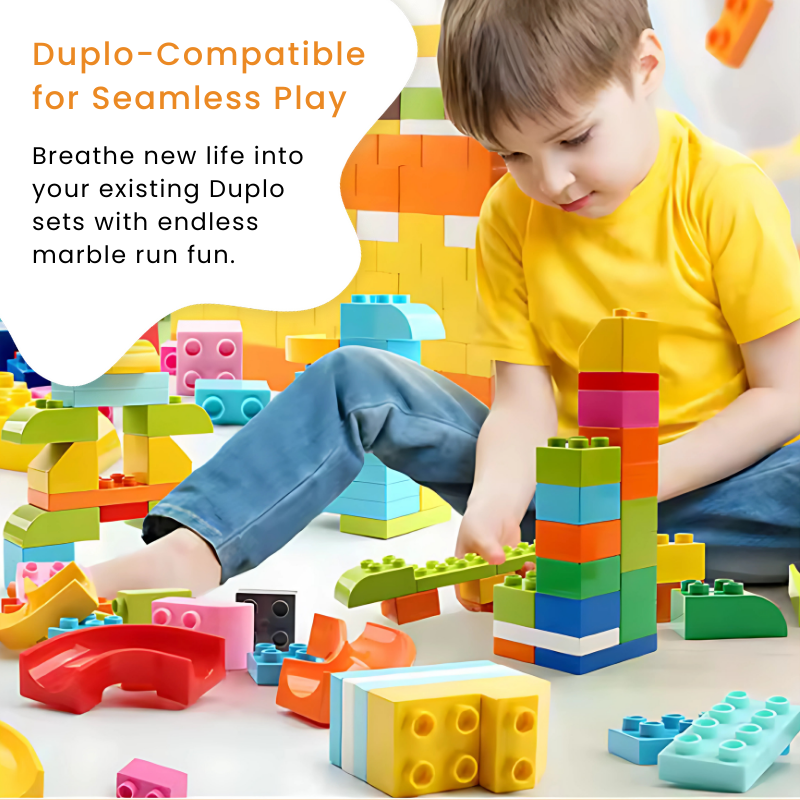 Marble Run Toy Set for Kids - Duplo-Compatible Blocks Duplo-compatible