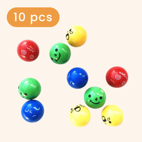 Face Rolling Balls - Duplo-Compatible Marble Run Add-On Toy & Game Set 10 pcs