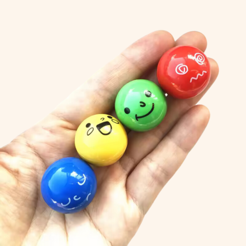 Face Rolling Balls - Duplo-Compatible Marble Run Add-On Toy & Game Set Hand