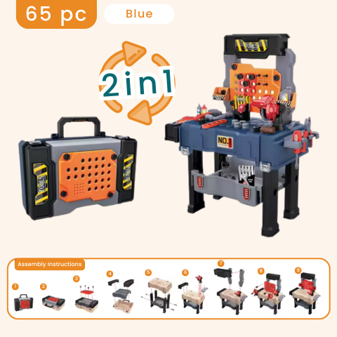 Kids Tool Bench: Realistic Toddler Tool Set & Transformable Kids Bench Blue