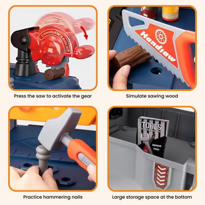 Kids Tool Bench: Realistic Toddler Tool Set & Transformable Kids Bench In Use