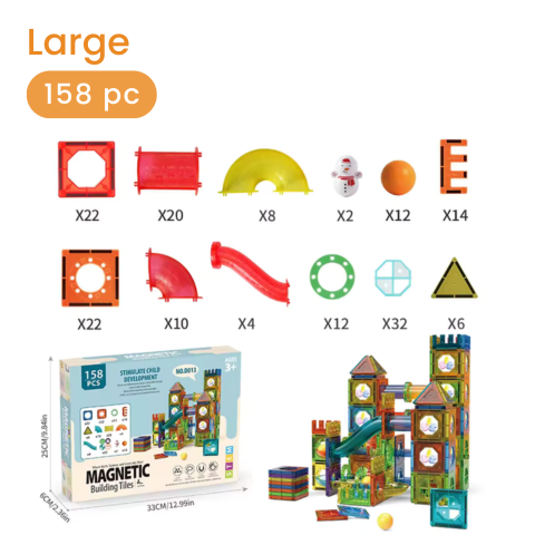 Magnetic Tiles Marble Run Set –  A Build-It-Yourself Ball Run for Kids Large
