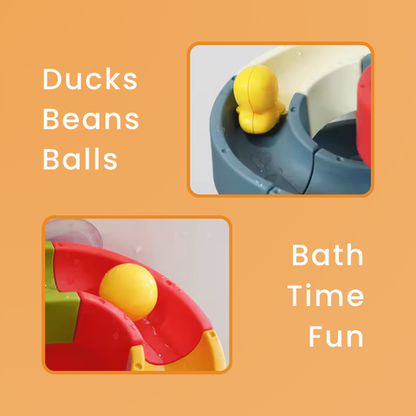 Bath Marble Run Set: Multi-Surface Bath Toy for Kids Ducks Beans Balls