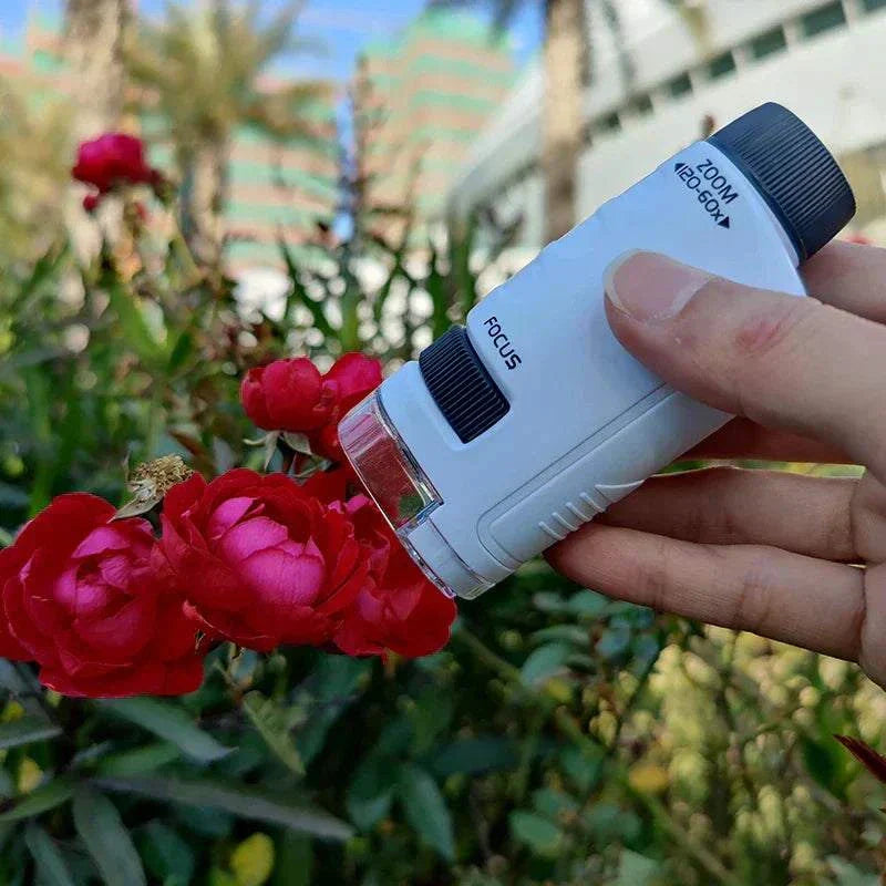 Mini Microscope for Kids – Portable Pocket Microscope for STEM Learning Flower