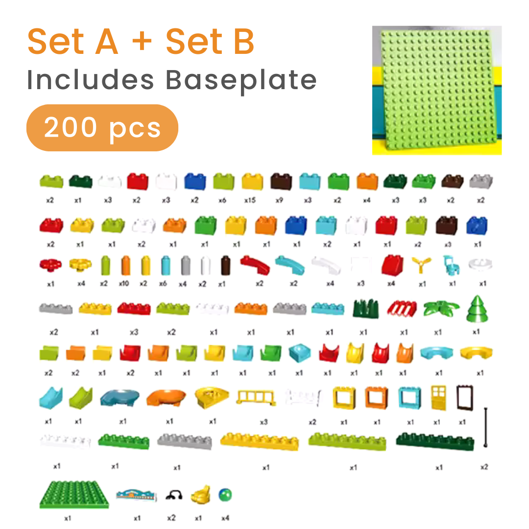 Marble Run Toy Set for Kids - Duplo-Compatible Blocks - Best STEM Toys AB Baseplate