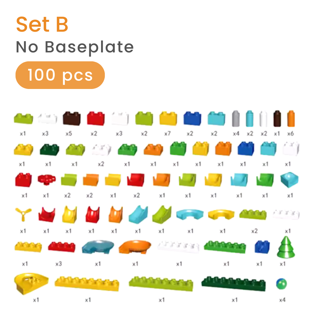 Marble Run Toy Set for Kids - Duplo-Compatible Blocks - Best STEM Toys B