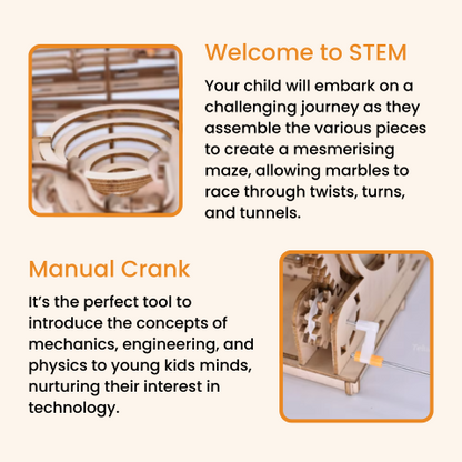 DIY Wooden Marble Run Set - Build Your Own Manual Crank Ball Run Model Manual Crank