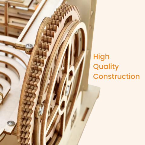 DIY Wooden Marble Run Set - Build Your Own Manual Crank Ball Run Model High Quality Construction