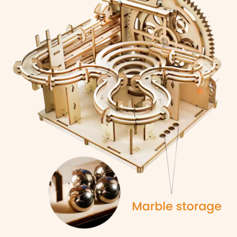 DIY Wooden Marble Run Set - Build Your Own Manual Crank Ball Run Model Marble Storage